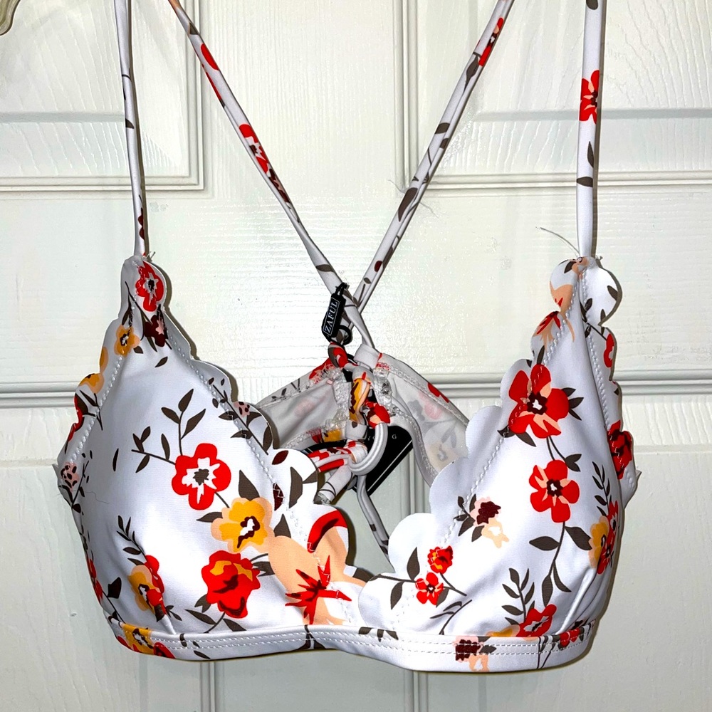 floral corset back swim top